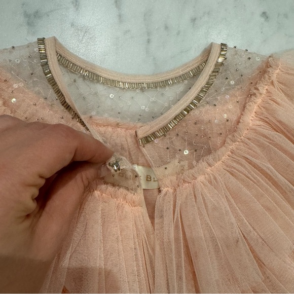 Blink Blank M Jewel Tiered Tulle Bolero Cape NWT Blush Pink Crystal Details - Picture 3 of 8